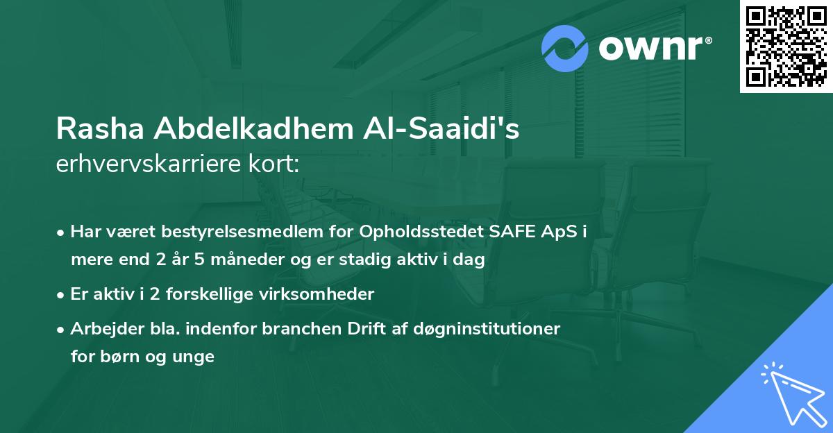 Rasha Abdelkadhem Al-Saaidi's erhvervskarriere kort