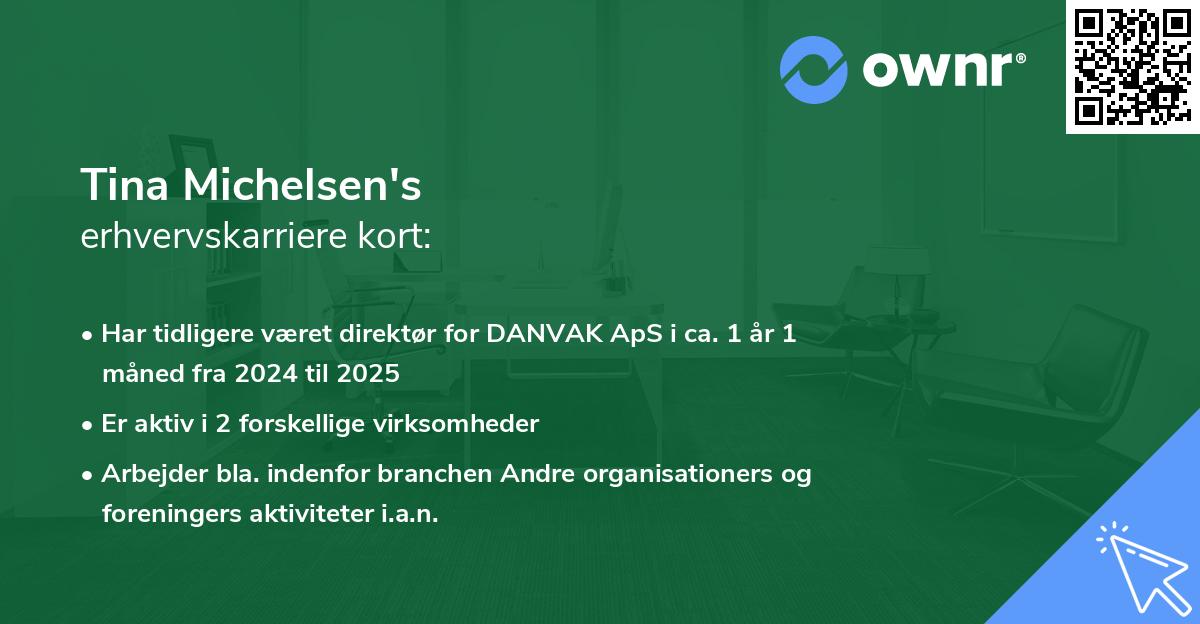 Tina Michelsen's erhvervskarriere kort