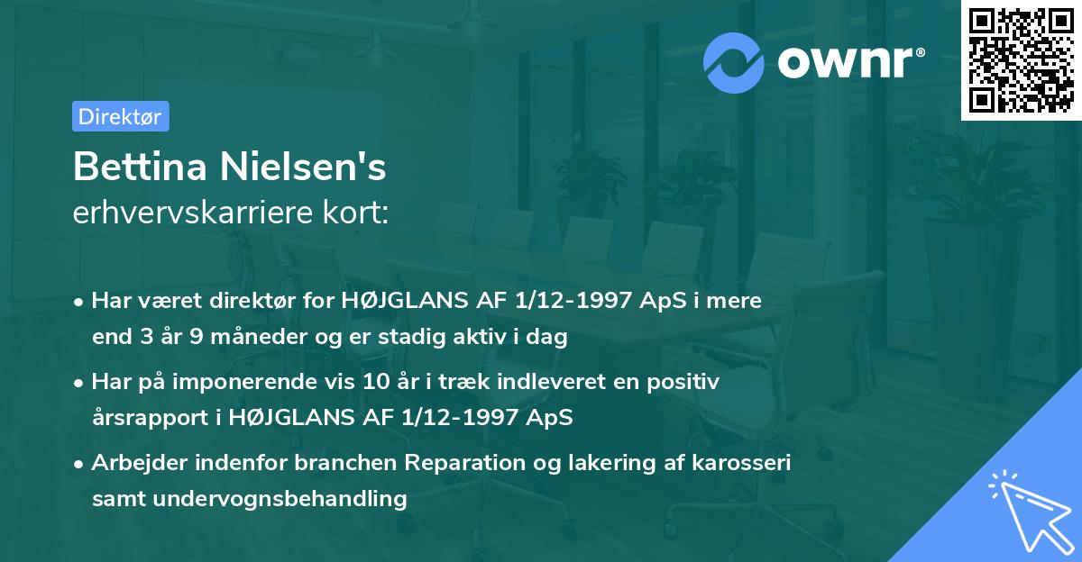 Bettina Nielsen's erhvervskarriere kort