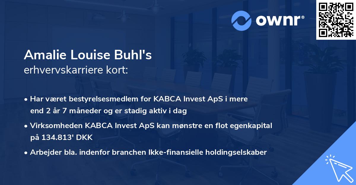 Amalie Louise Buhl's erhvervskarriere kort