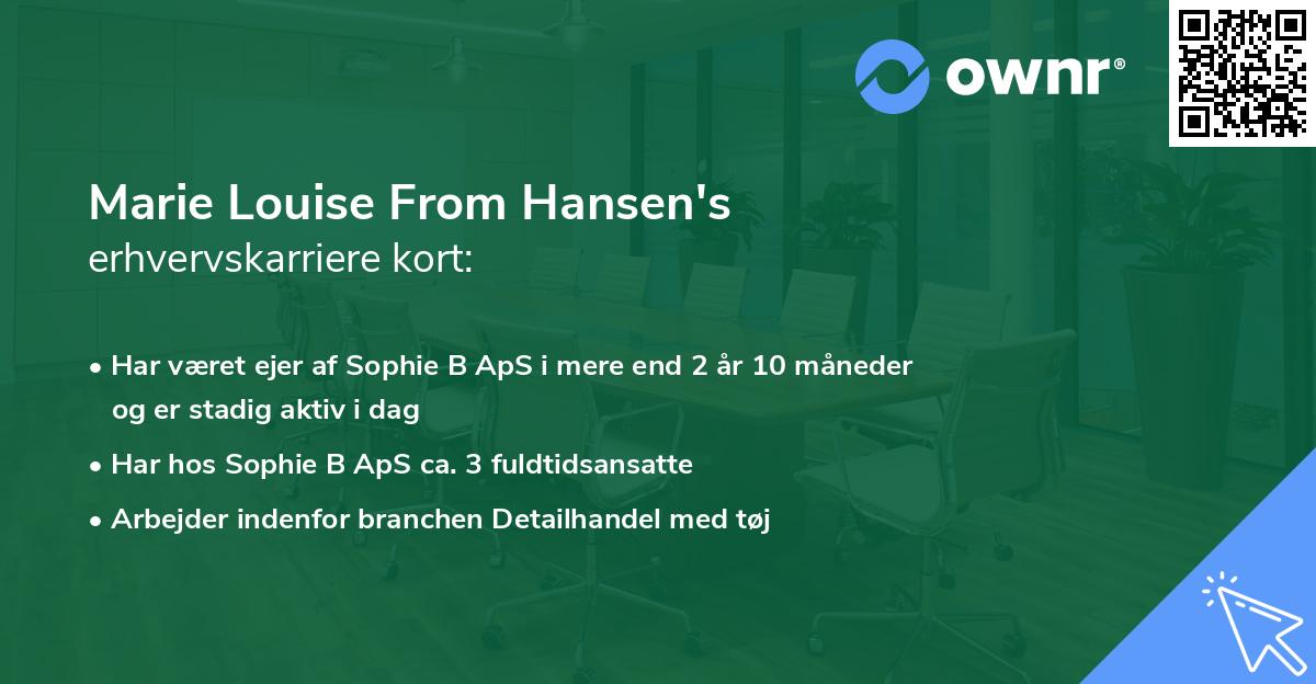 Marie Louise From Hansen's erhvervskarriere kort