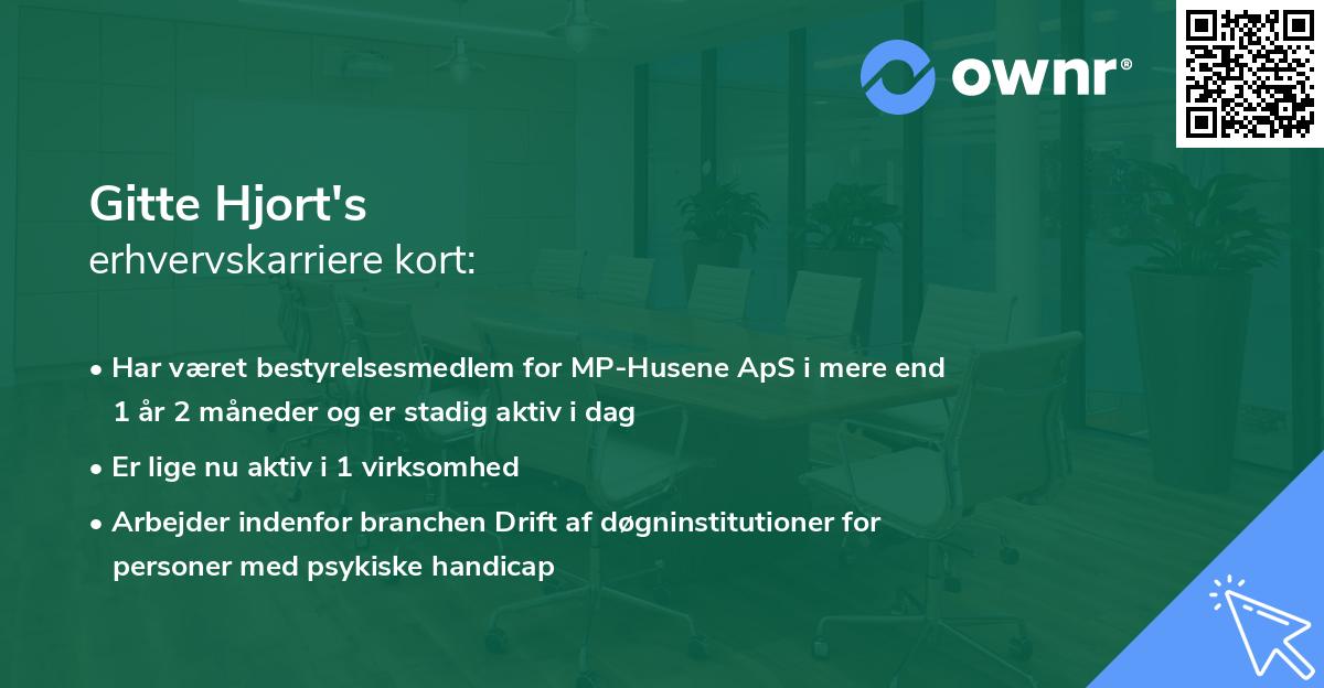 Gitte Hjort's erhvervskarriere kort