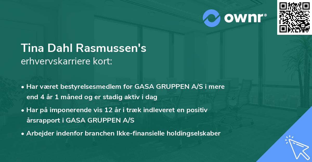 Tina Dahl Rasmussen's erhvervskarriere kort