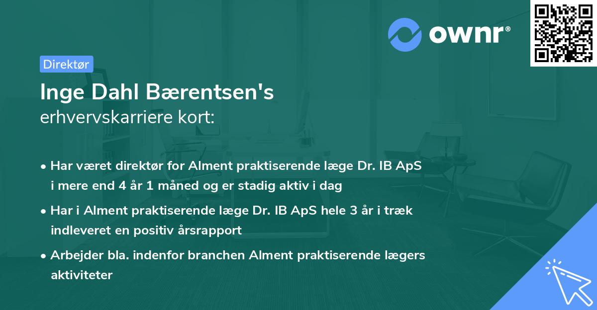 Inge Dahl Bærentsen's erhvervskarriere kort