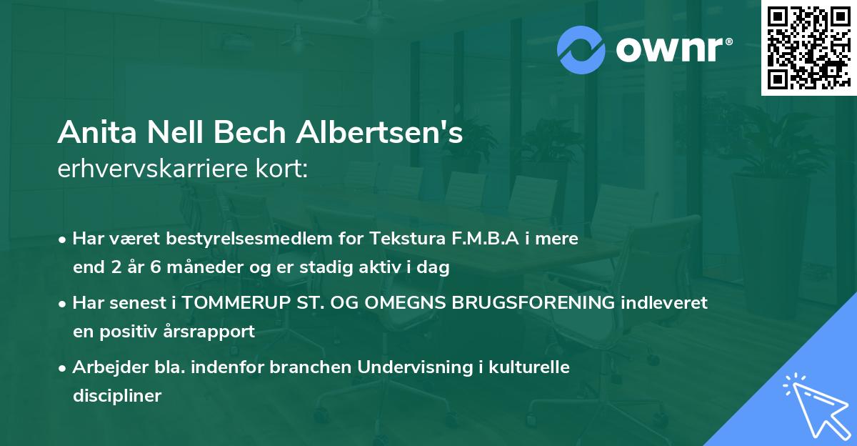 Anita Nell Bech Albertsen's erhvervskarriere kort