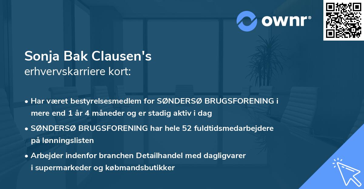 Sonja Bak Clausen's erhvervskarriere kort