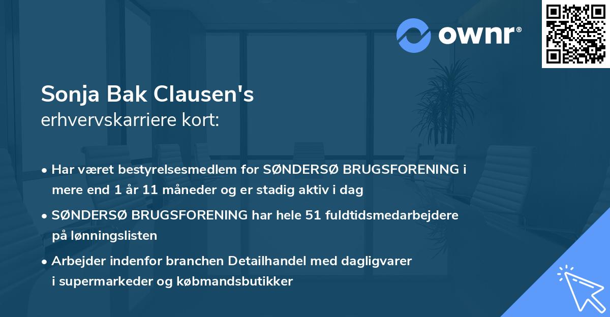 Sonja Bak Clausen's erhvervskarriere kort