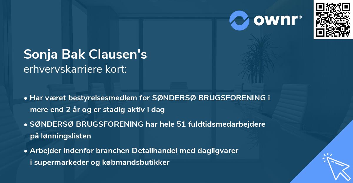 Sonja Bak Clausen's erhvervskarriere kort