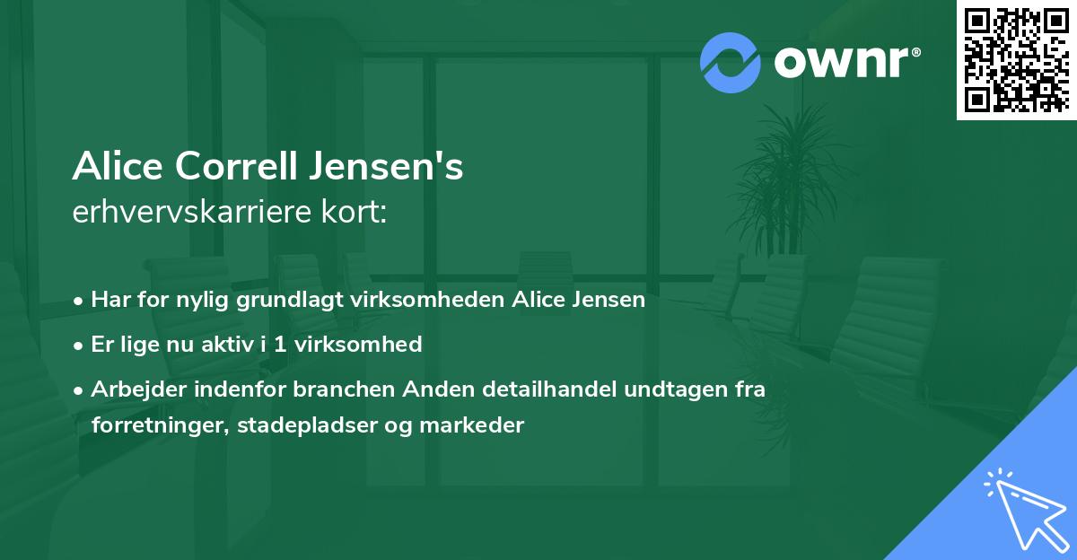 Alice Correll Jensen's erhvervskarriere kort