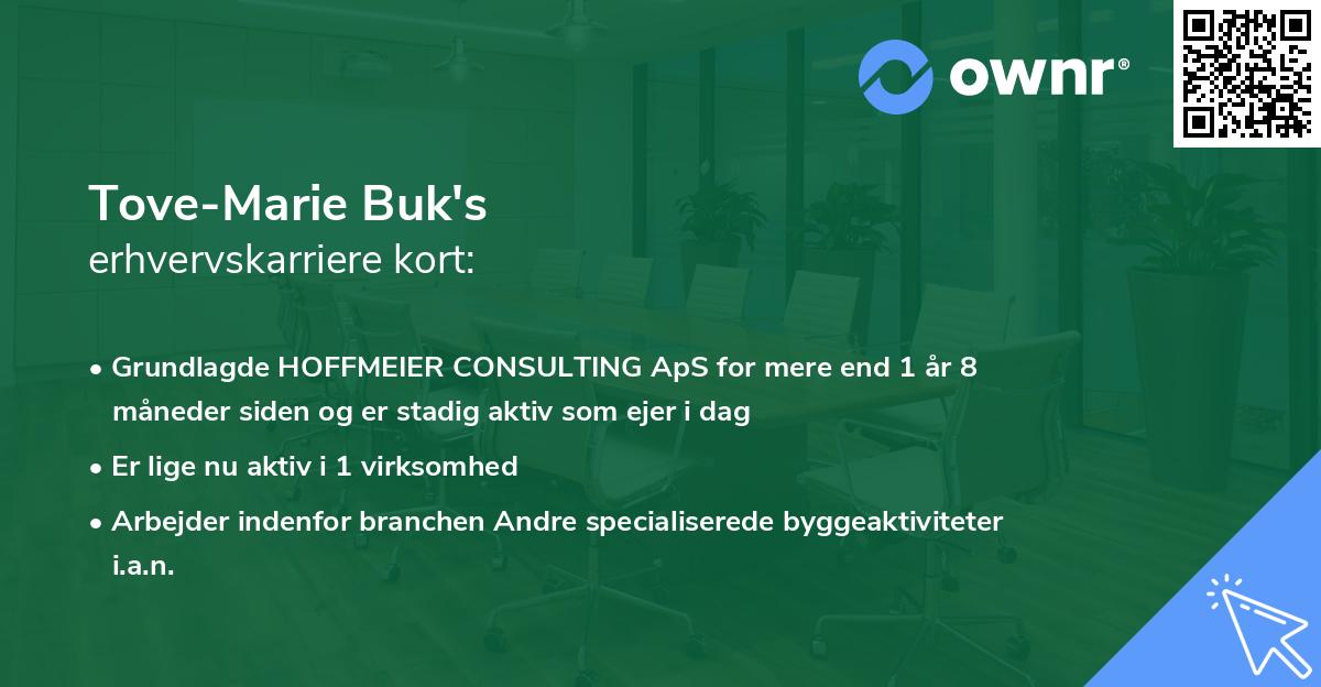 Tove-Marie Buk's erhvervskarriere kort