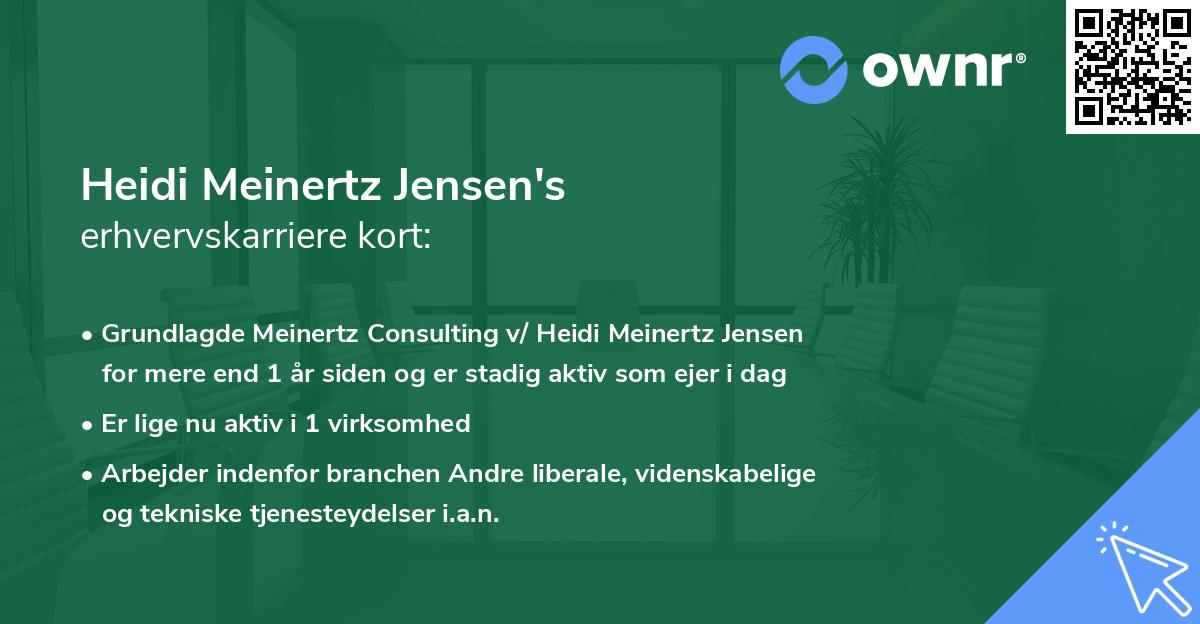 Heidi Meinertz Jensen's erhvervskarriere kort