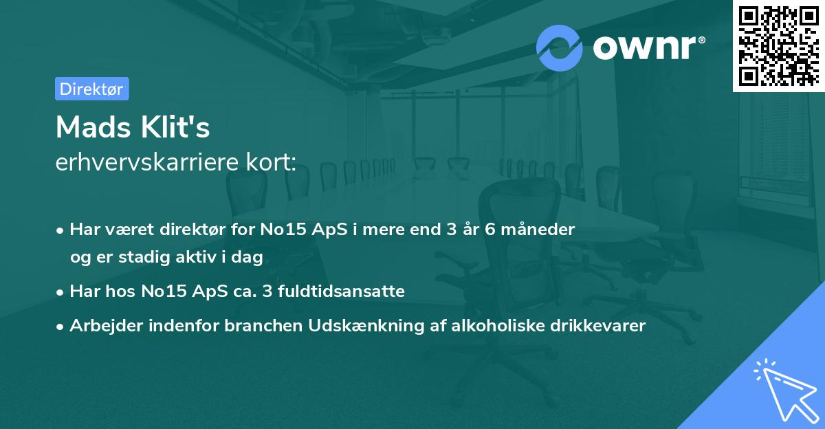 Mads Klit's erhvervskarriere kort