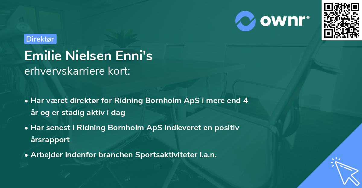 Emilie Nielsen Enni's erhvervskarriere kort