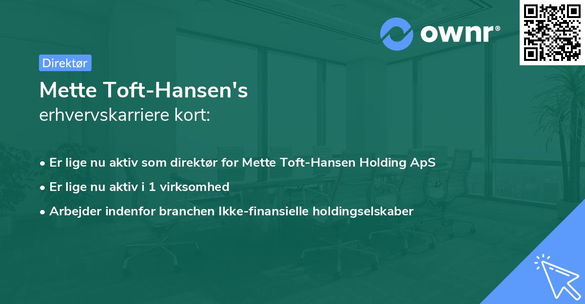 Mette Toft-Hansen's erhvervskarriere kort