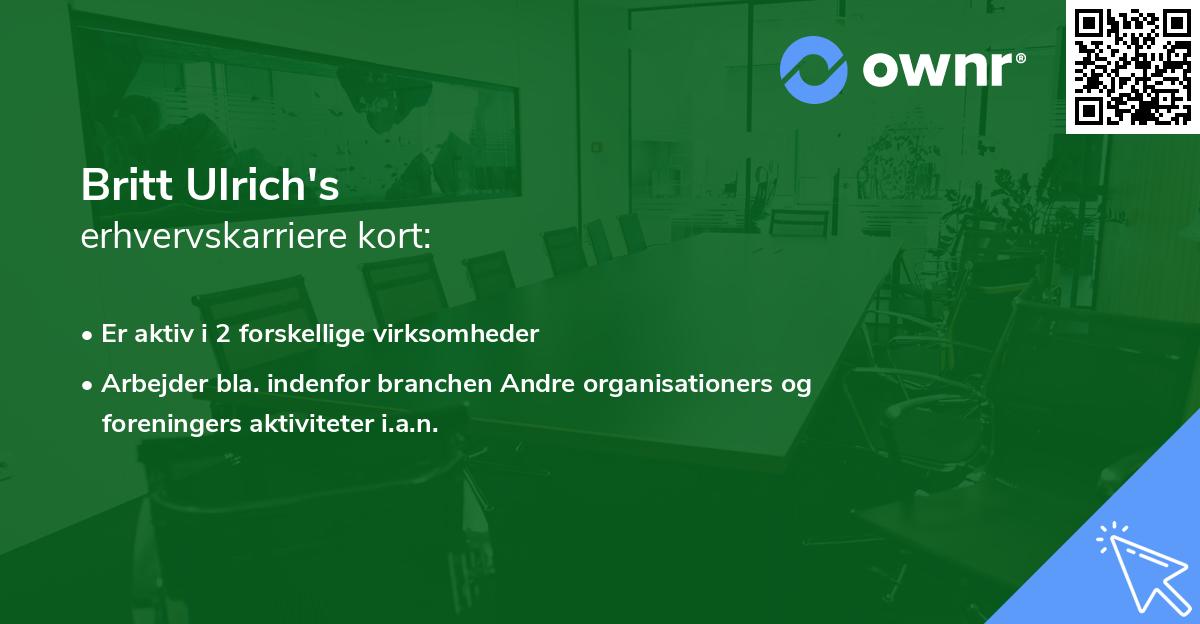 Britt Ulrich's erhvervskarriere kort