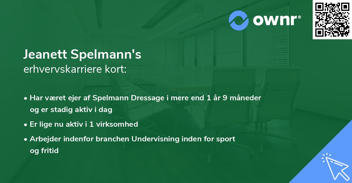 Jeanett Spelmann's erhvervskarriere kort