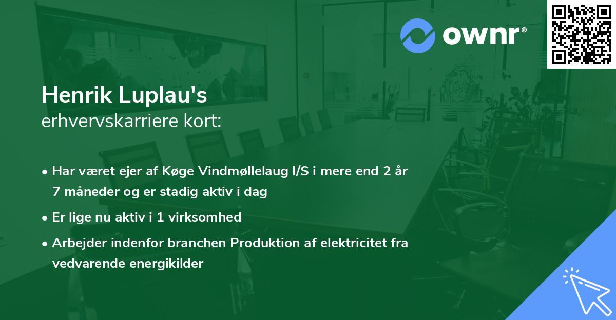 Henrik Luplau's erhvervskarriere kort