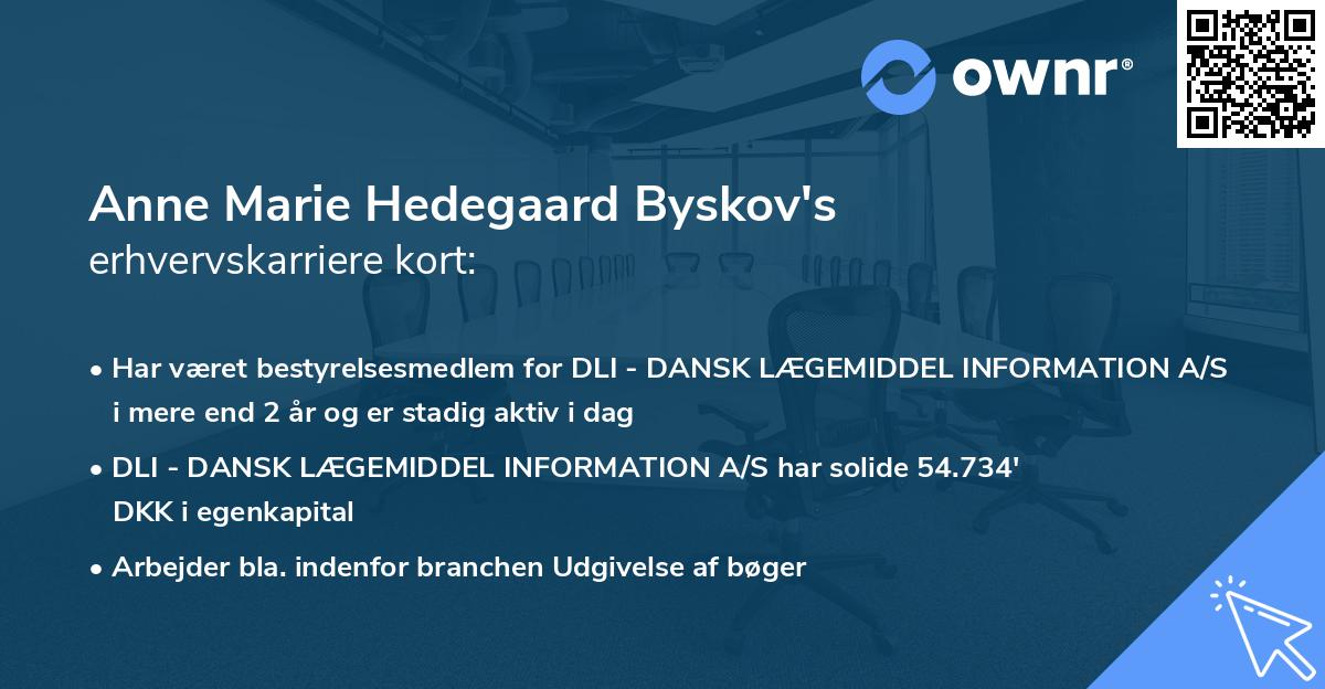 Anne Marie Hedegaard Byskov's erhvervskarriere kort