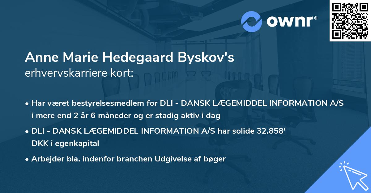 Anne Marie Hedegaard Byskov's erhvervskarriere kort