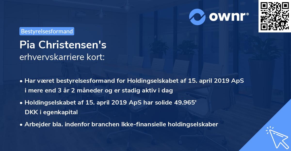 Pia Christensen's erhvervskarriere kort