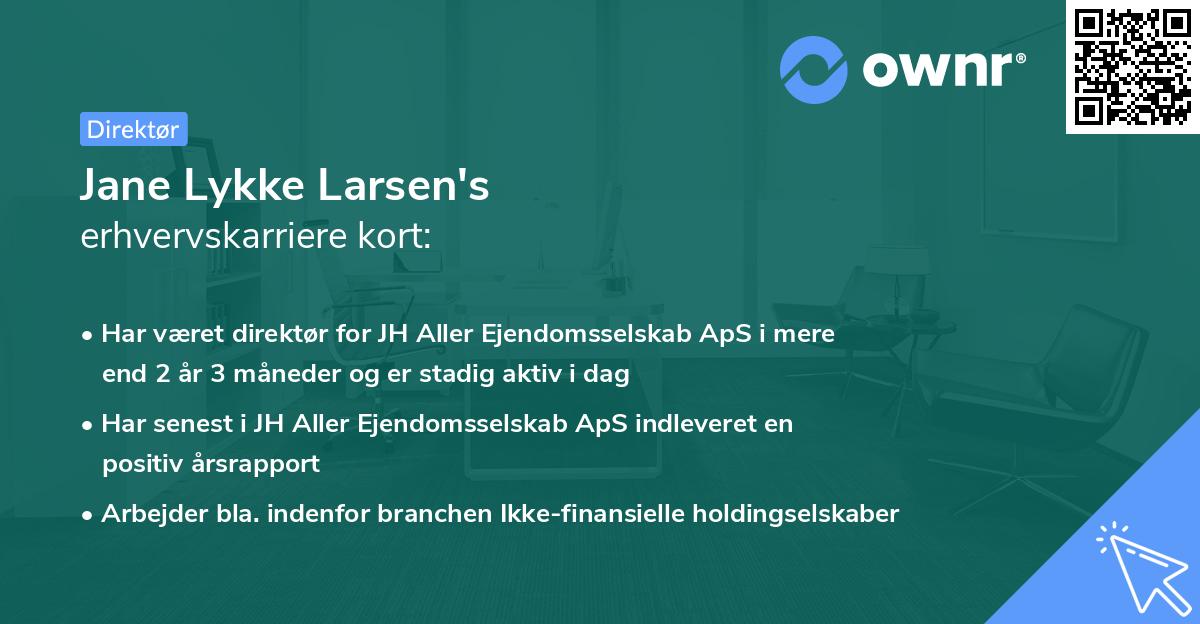 Jane Lykke Larsen's erhvervskarriere kort