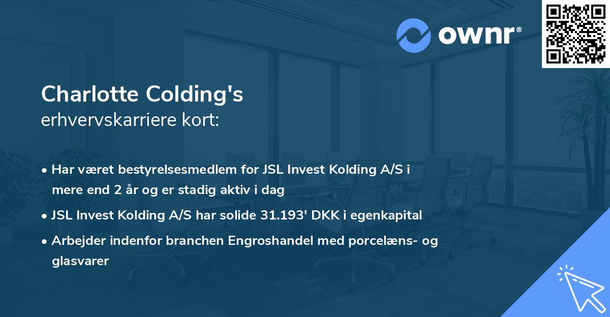 Charlotte Colding's erhvervskarriere kort