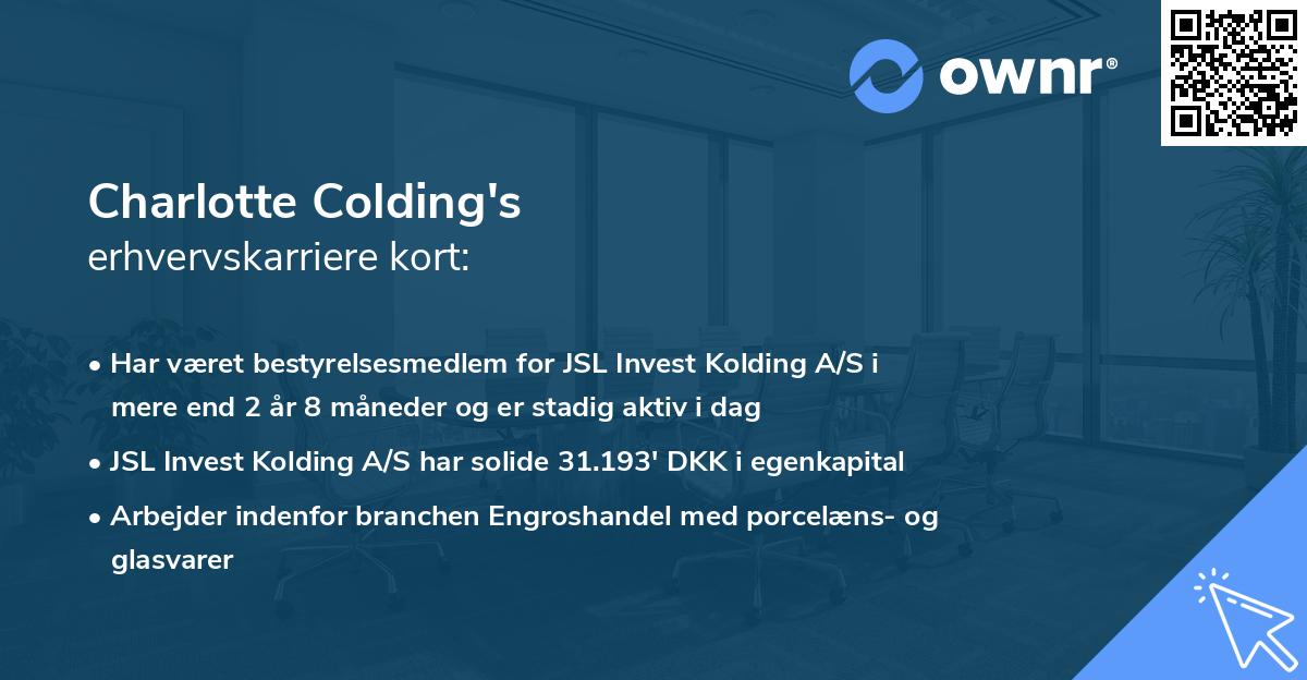 Charlotte Colding's erhvervskarriere kort