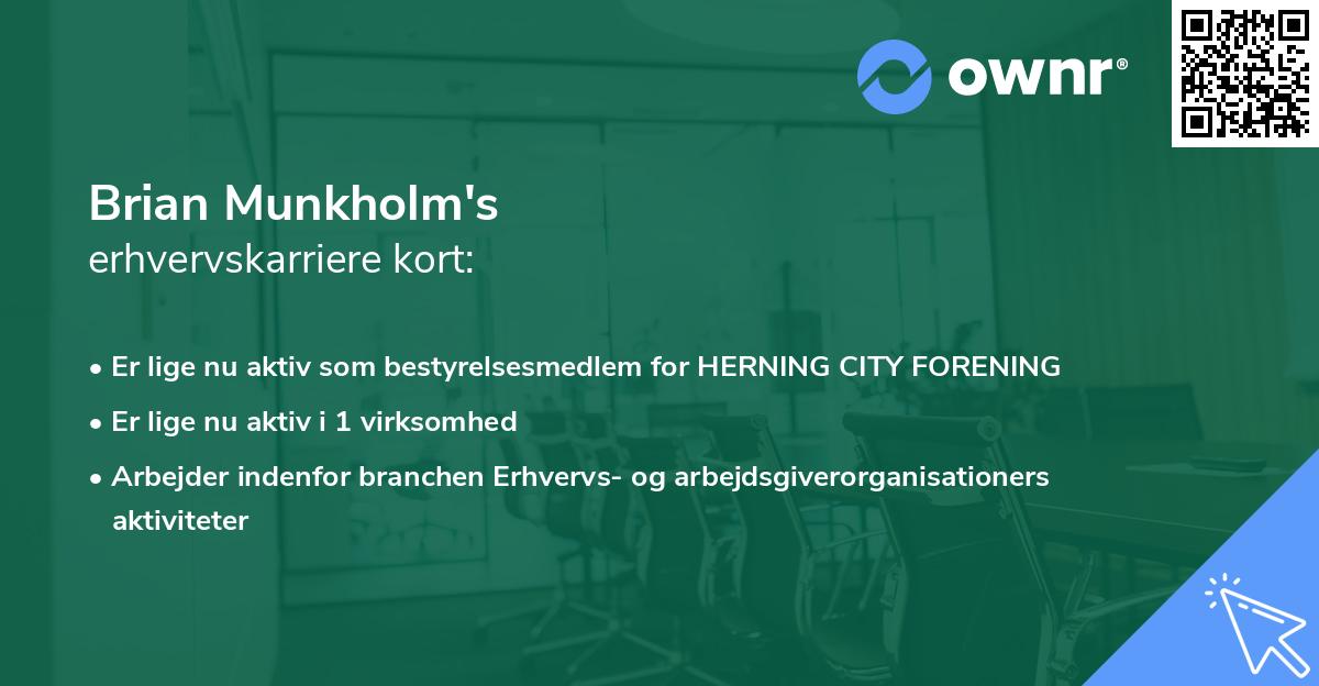 Brian Munkholm's erhvervskarriere kort