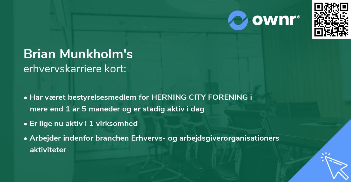 Brian Munkholm's erhvervskarriere kort