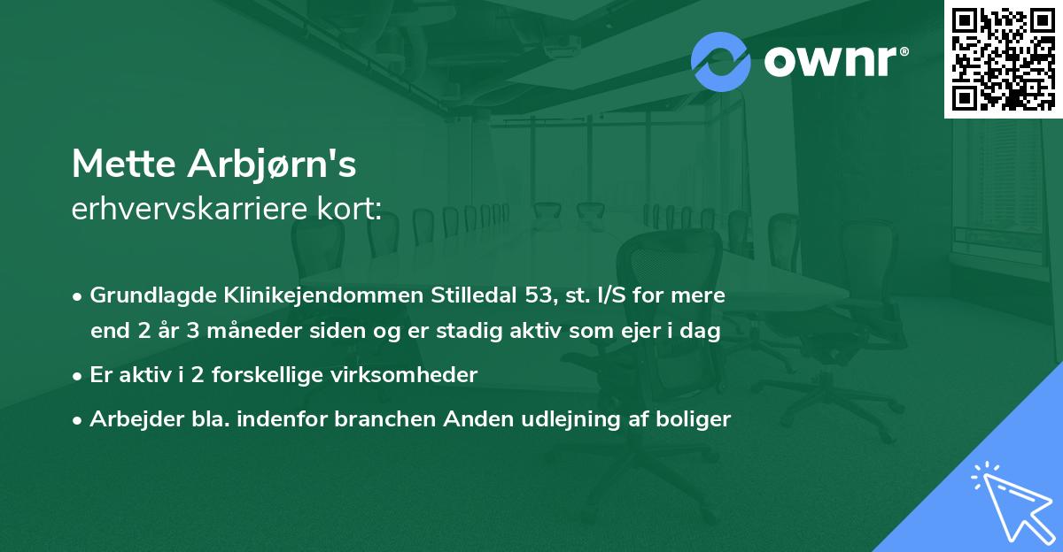 Mette Arbjørn's erhvervskarriere kort