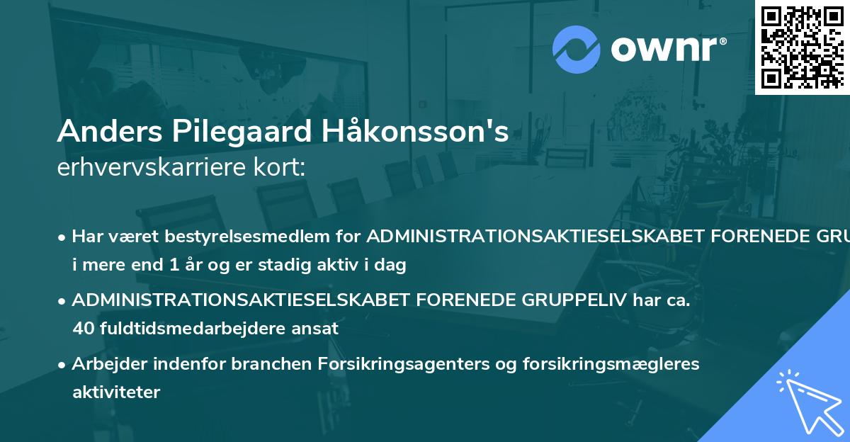 Anders Pilegaard Håkonsson's erhvervskarriere kort