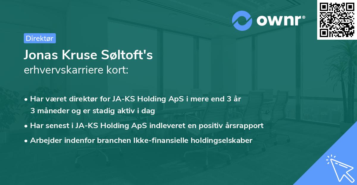 Jonas Kruse Søltoft's erhvervskarriere kort
