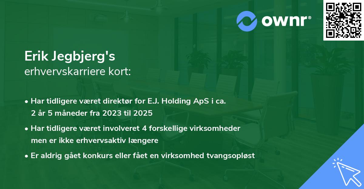 Erik Jegbjerg's erhvervskarriere kort