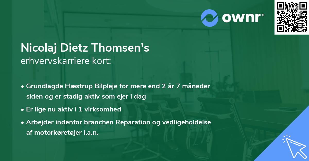 Nicolaj Dietz Thomsen's erhvervskarriere kort