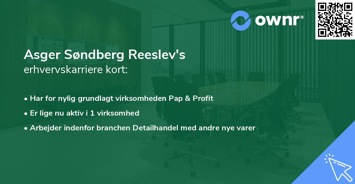 Asger Søndberg Reeslev's erhvervskarriere kort