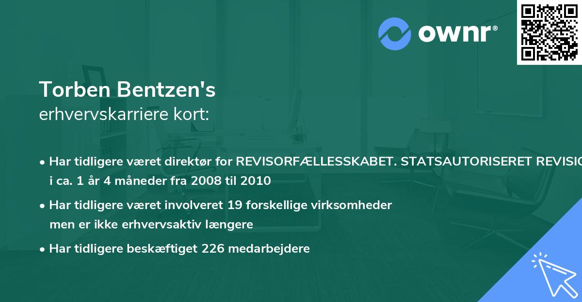 Torben Bentzen's erhvervskarriere kort