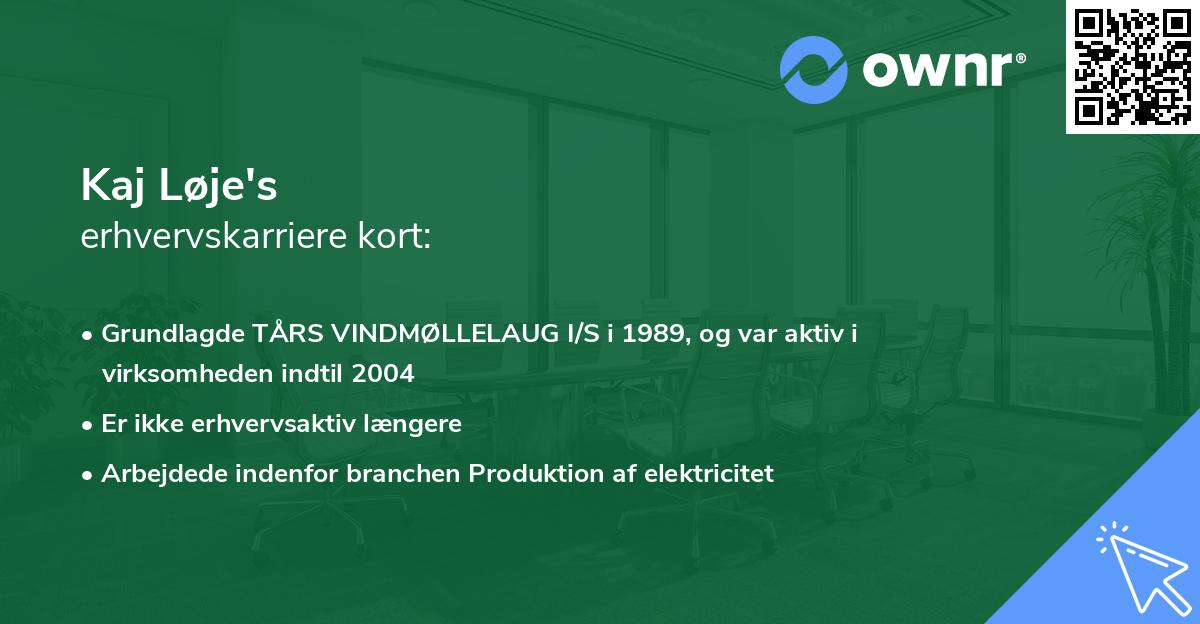 Kaj Løje's erhvervskarriere kort