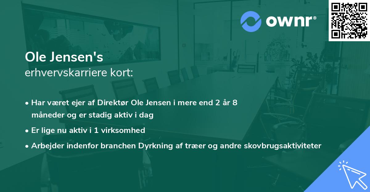 Ole Jensen's erhvervskarriere kort