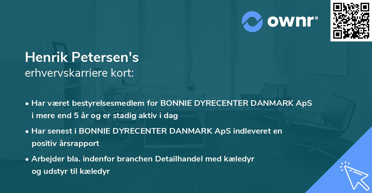 Henrik Petersen's erhvervskarriere kort