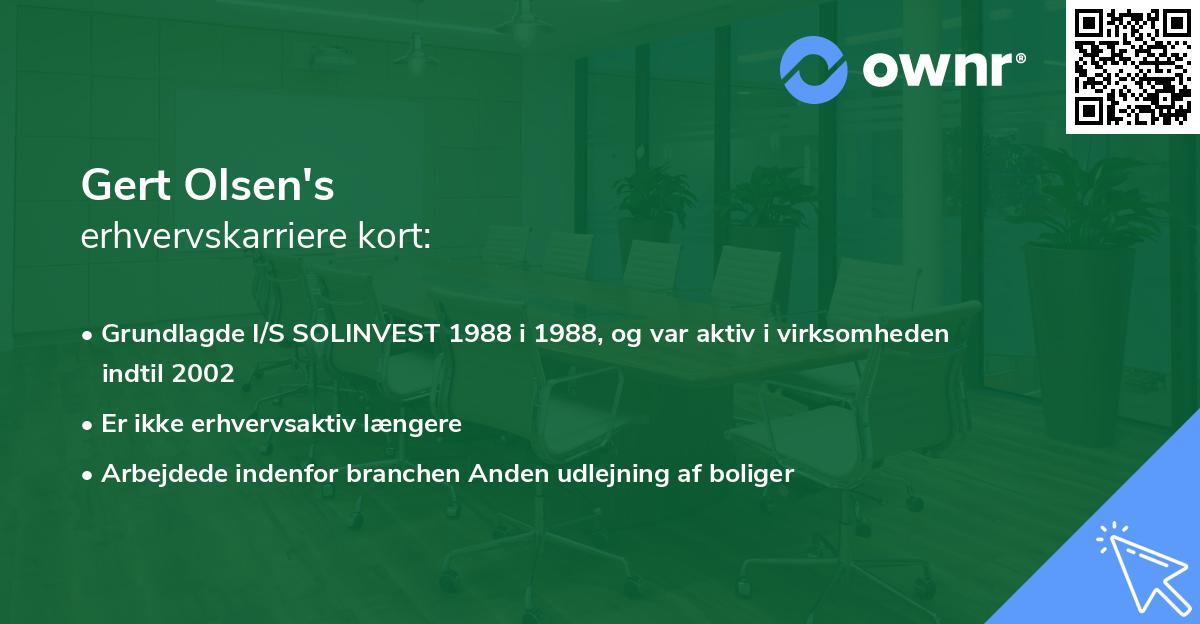 Gert Olsen's erhvervskarriere kort
