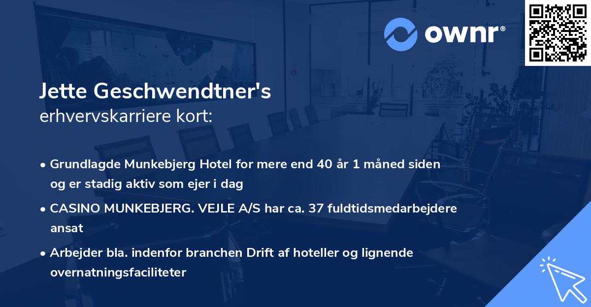 Jette Geschwendtner's erhvervskarriere kort