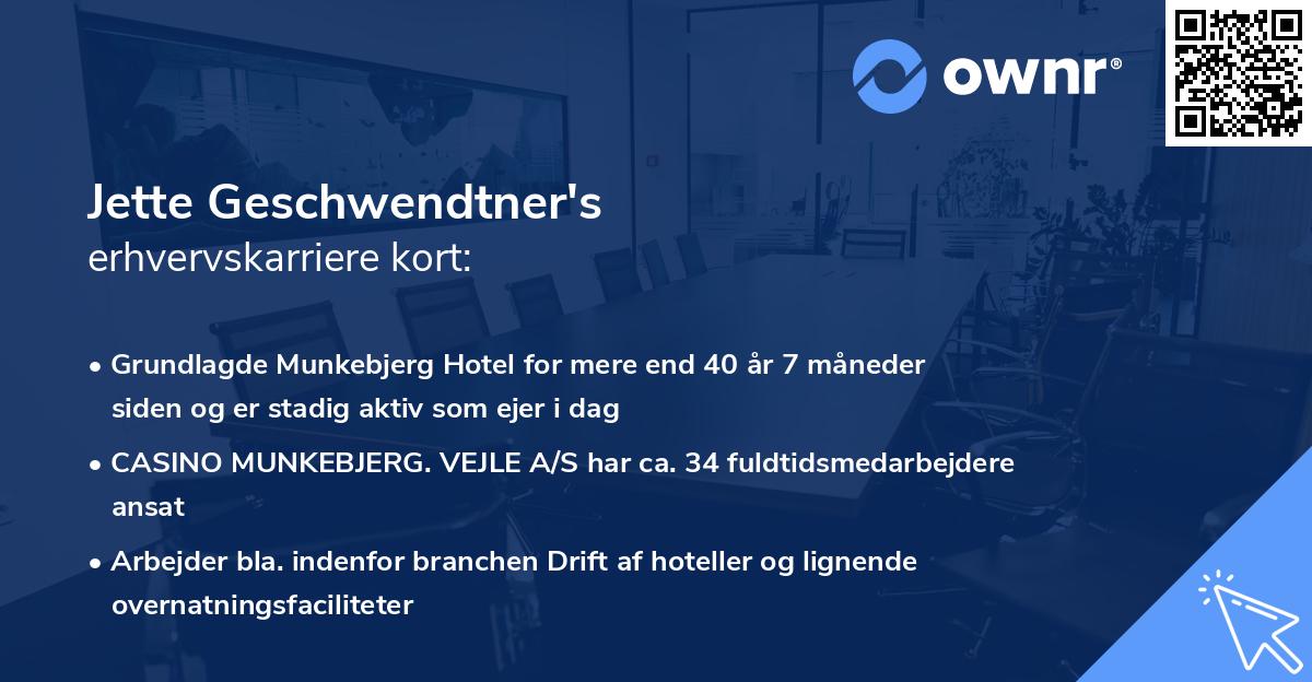 Jette Geschwendtner's erhvervskarriere kort