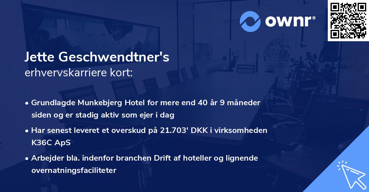 Jette Geschwendtner's erhvervskarriere kort