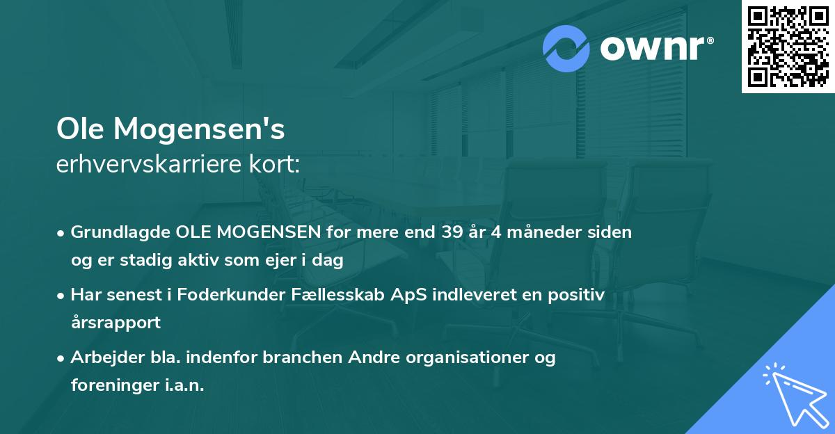 Ole Mogensen's erhvervskarriere kort