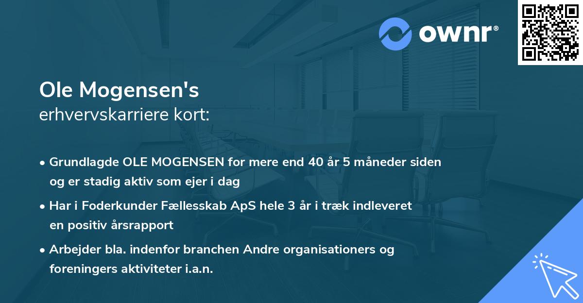 Ole Mogensen's erhvervskarriere kort