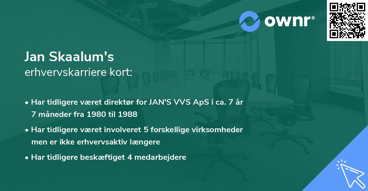 Jan Skaalum's erhvervskarriere kort