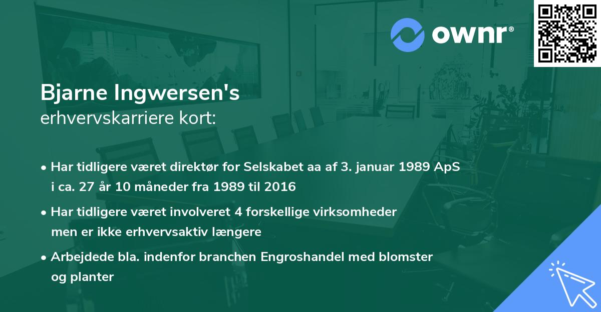 Bjarne Ingwersen's erhvervskarriere kort