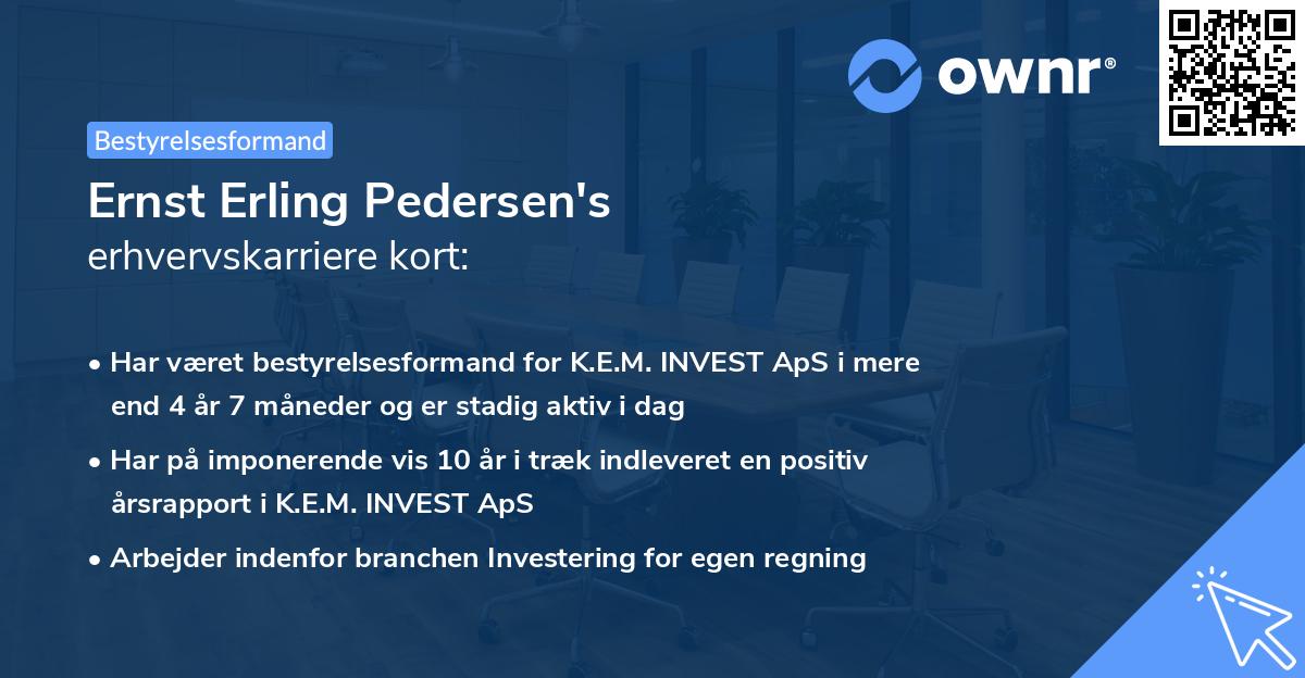 Ernst Erling Pedersen's erhvervskarriere kort