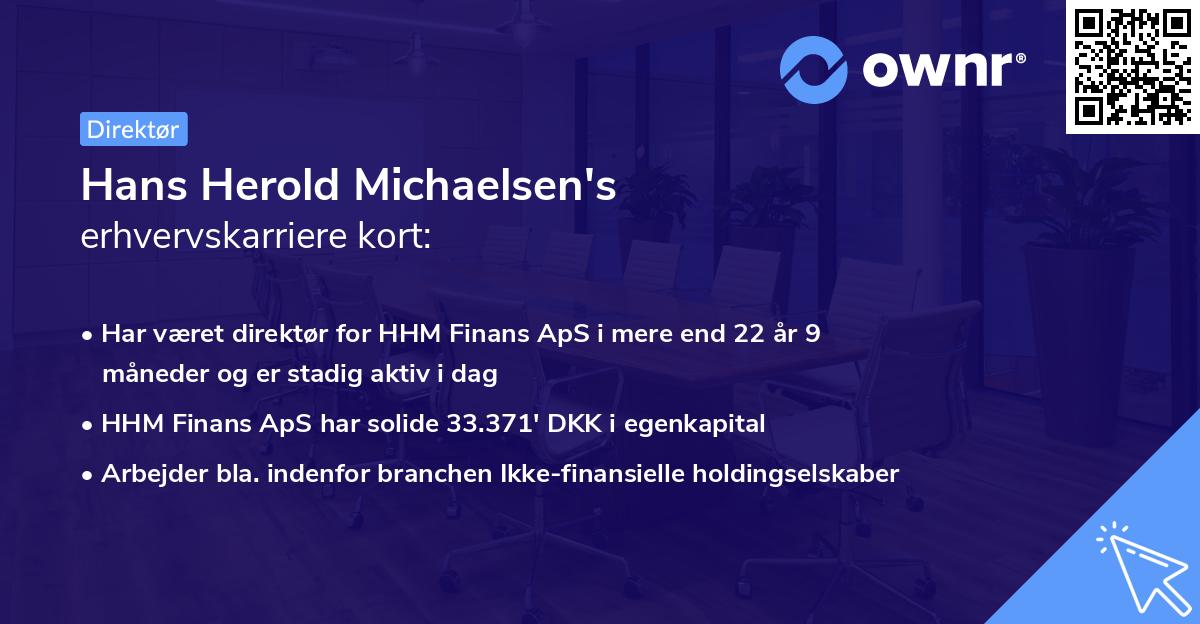 Hans Herold Michaelsen's erhvervskarriere kort