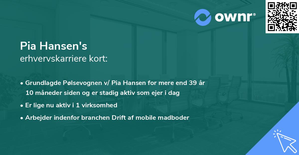 Pia Hansen's erhvervskarriere kort